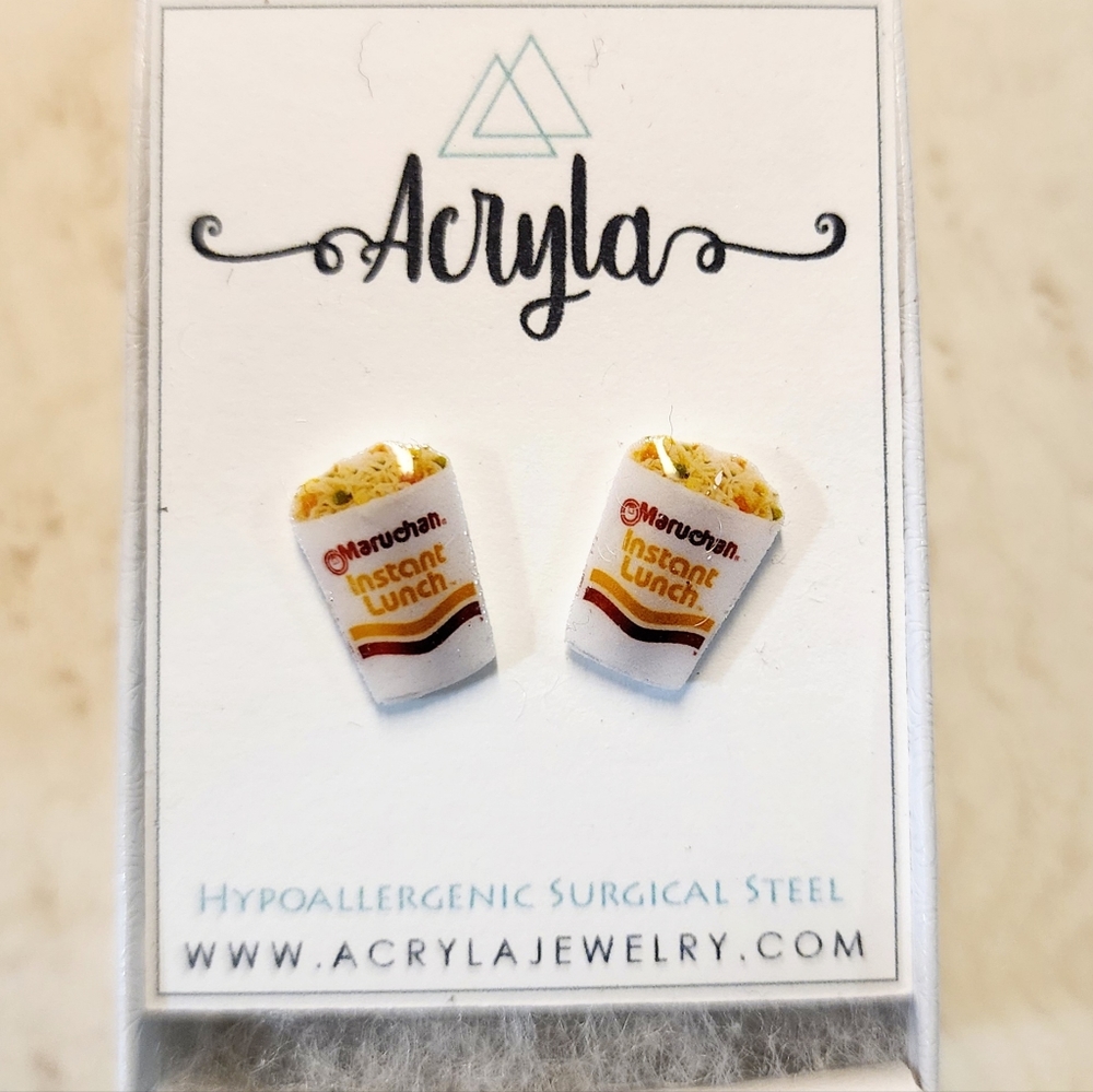 Ramen Noodle cup stud earrings
